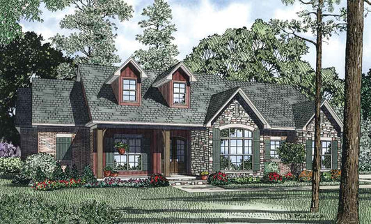 House Plan 1299 Evergreen Cove, Stone-And-Brick House Plan