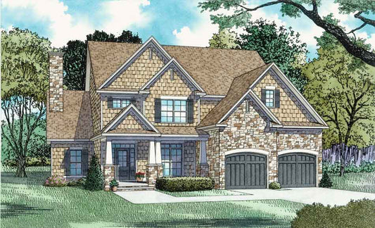 House Plan 1334 The Woodbridge, Stone-And-Brick House Plan