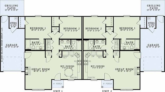 House Plan 1321B Markham Drive-B, Multi-Family House Plan