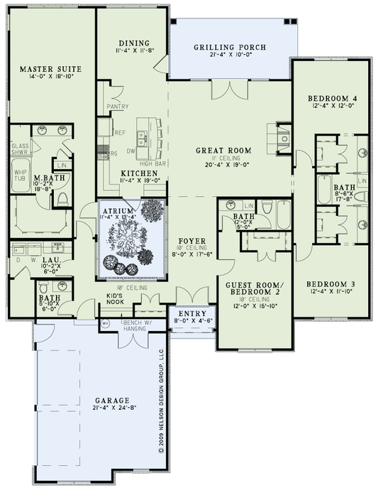 House Plan 1295 Artesia, Atrium House Plan