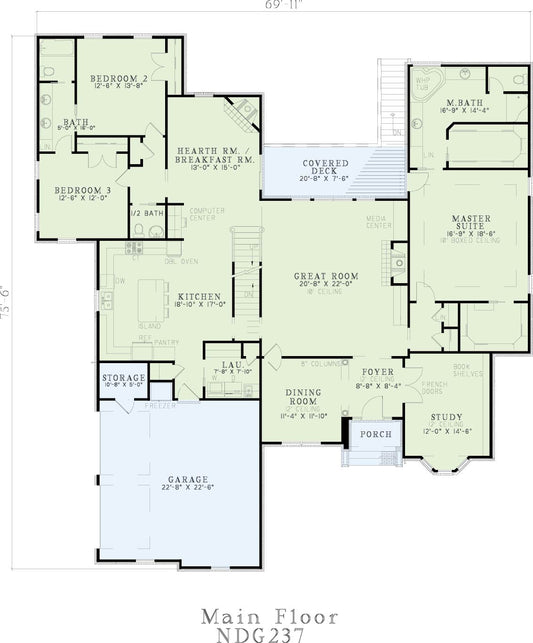 House Plan 237 Dogwood Avenue, French Traditional House Plan