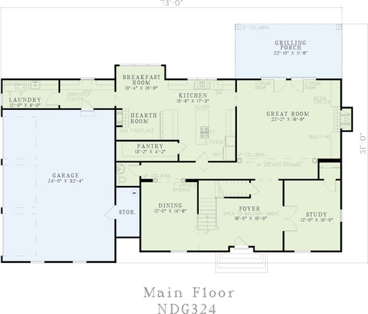 House Plan 324 Maple Street, Colonial Classical Federal House Plan