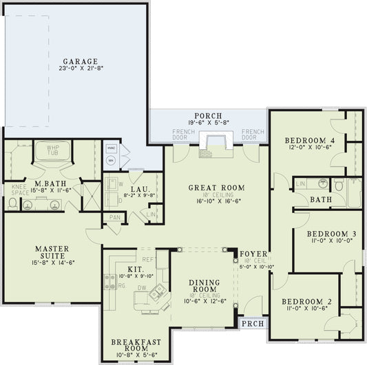 House Plan 365B Spruce Street, Traditional House Plan