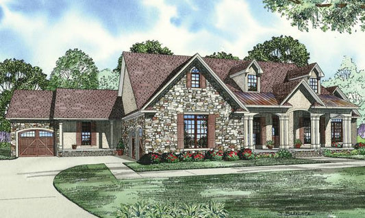 House Plan 1401 Eudocia, Stone-And-Brick House Plan - Nelson Design Group