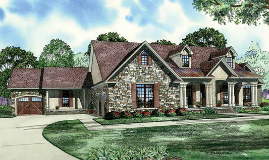 House Plan 1148 Carriage Place, Stone-And-Brick House Plan