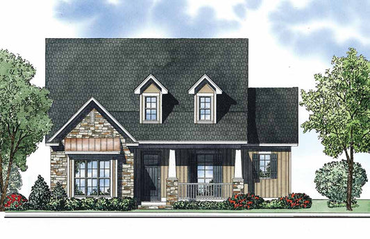 House Plan 1329 The Hanover, Stone-And-Brick House Plan