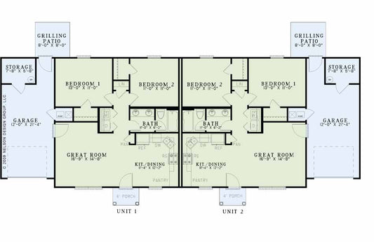 House Plan 1319A Needham Drive-A, Multi-Family House Plan