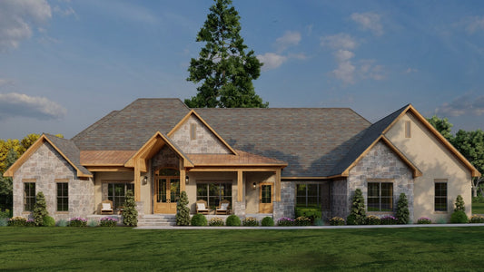 Rustic House Plan, Riverstone Retreat 5456