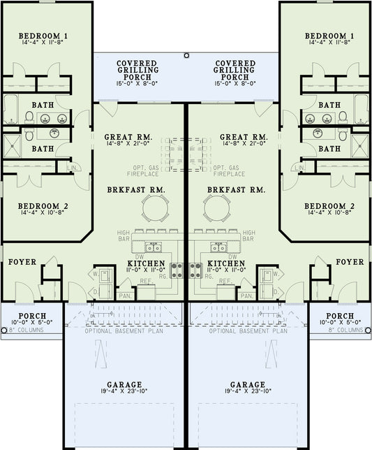 House Plan 457 Wilshire Circle, Multi-Family House Plan