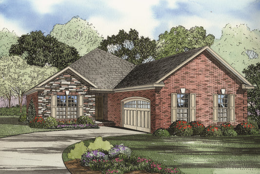 House Plan 828 Woodland Drive, Stone-And-Brick House Plan