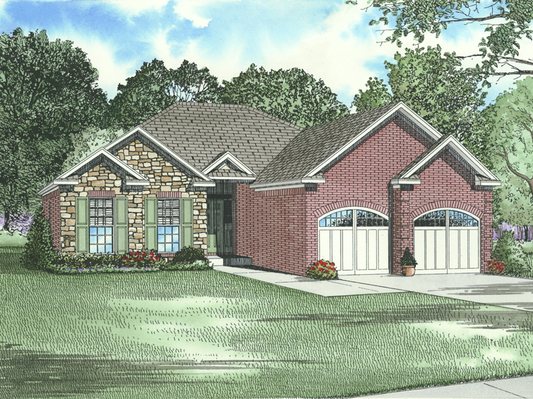 House Plan 829 Woodland Drive, Stone-And-Brick House Plan