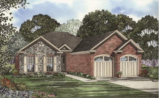 House Plan 829B Woodland Drive, Stone-And-Brick House Plan
