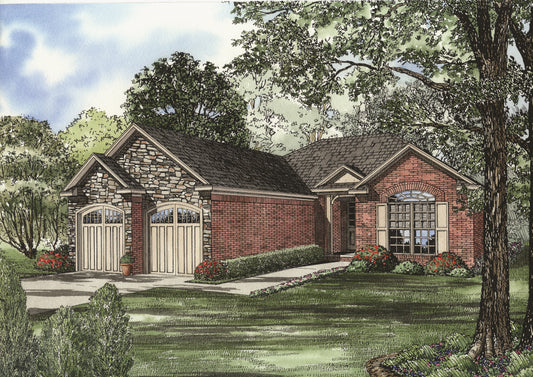 House Plan 830 Woodland Drive, Stone-And-Brick House Plan