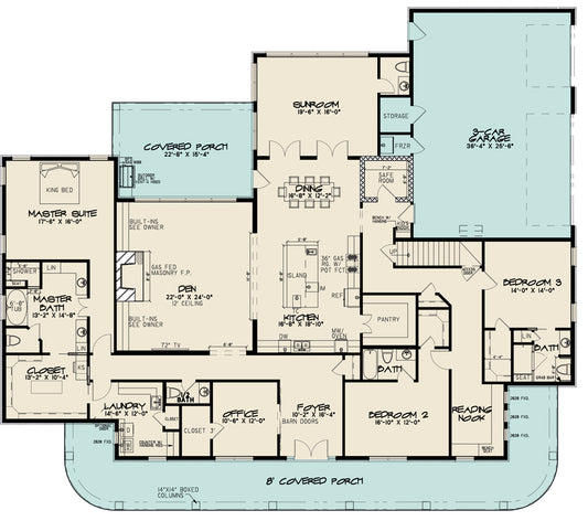 House Plan 1025 Spring View Circle, Country Home House Plan - Nelson Design Group