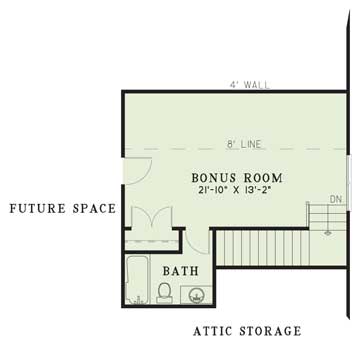 House Plan NDG 526 Upper Floor/Bonus Room