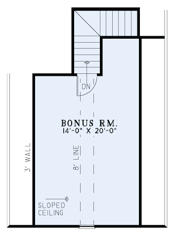 House Plan NDG 1284 Upper Floor/Bonus Room