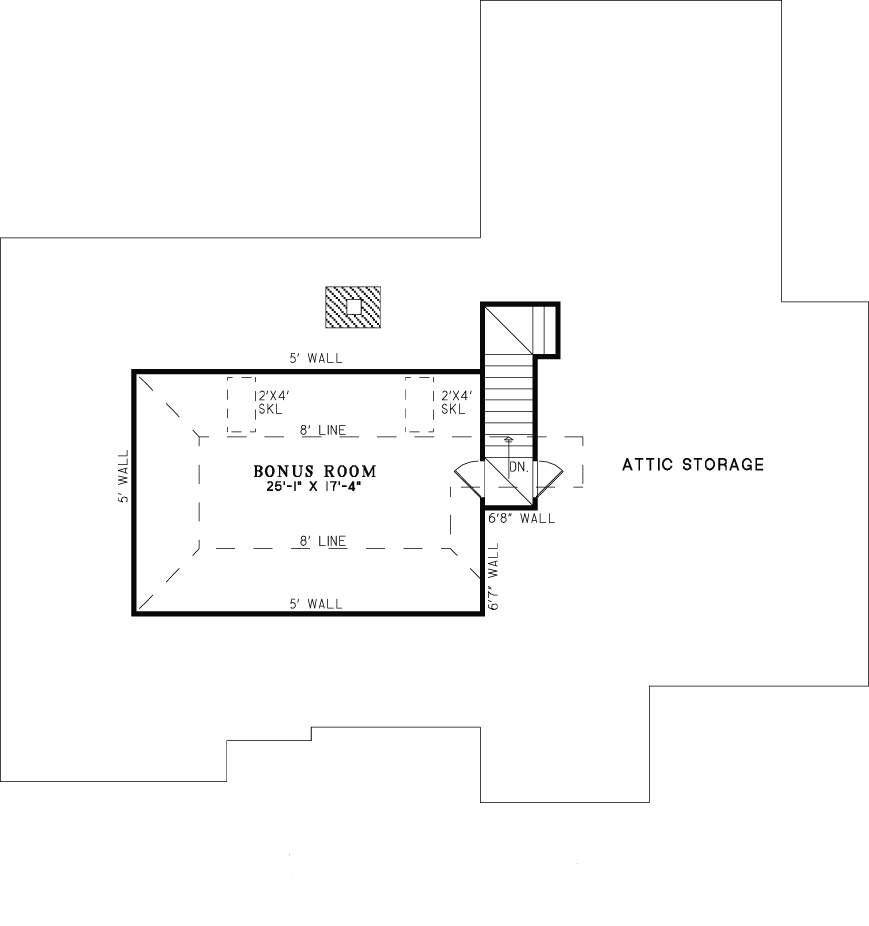 House Plan NDG 154 Upper Floor/Bonus Room