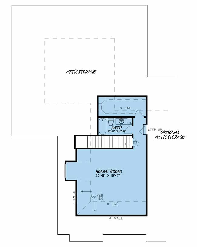 House Plan MEN 5029 Upper Floor/Bonus Room