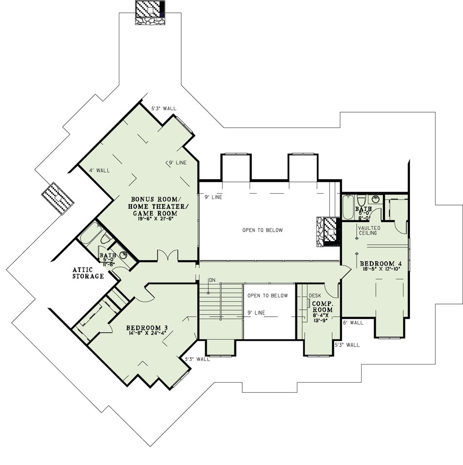 House Plan NDG 1277 Upper Floor