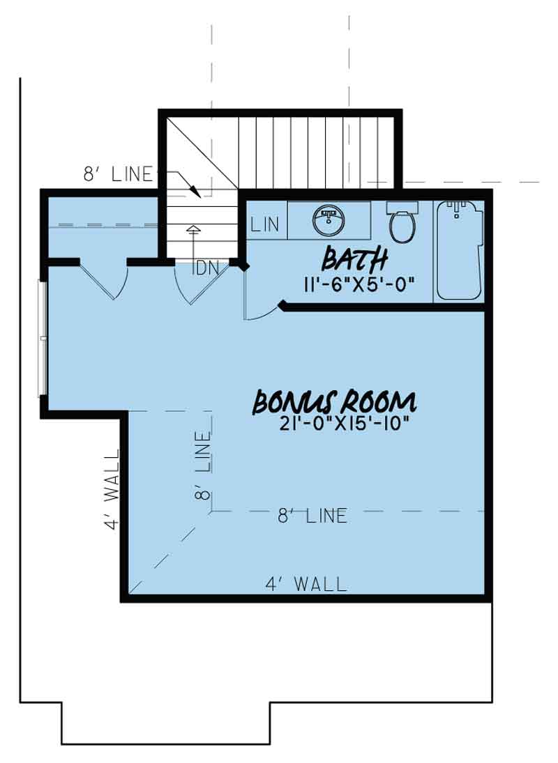 House Plan MEN 5085 Upper Floor/Bonus Room
