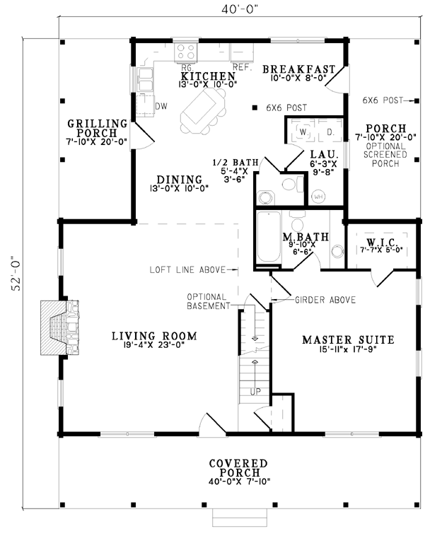 House Plan NDG B1040 Main Floor