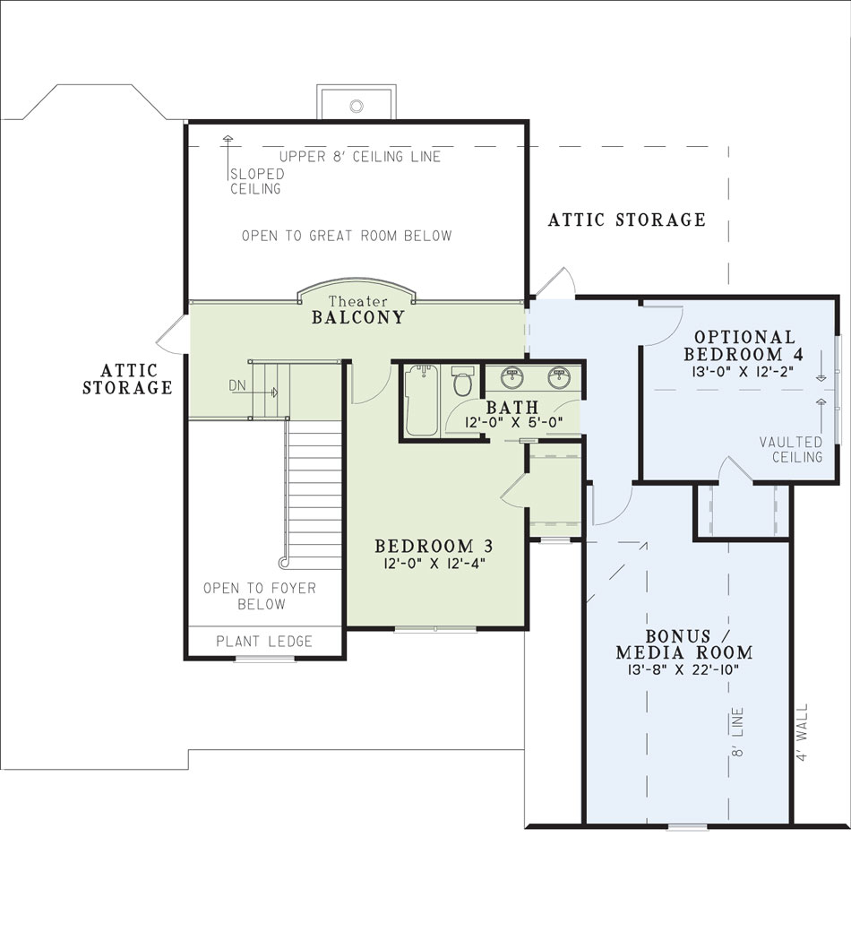 House Plan NDG 983B Upper Floor