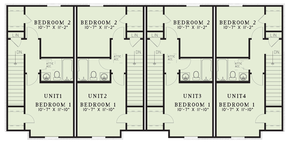 Multi Family House Plan NDG 841 Upper Floor