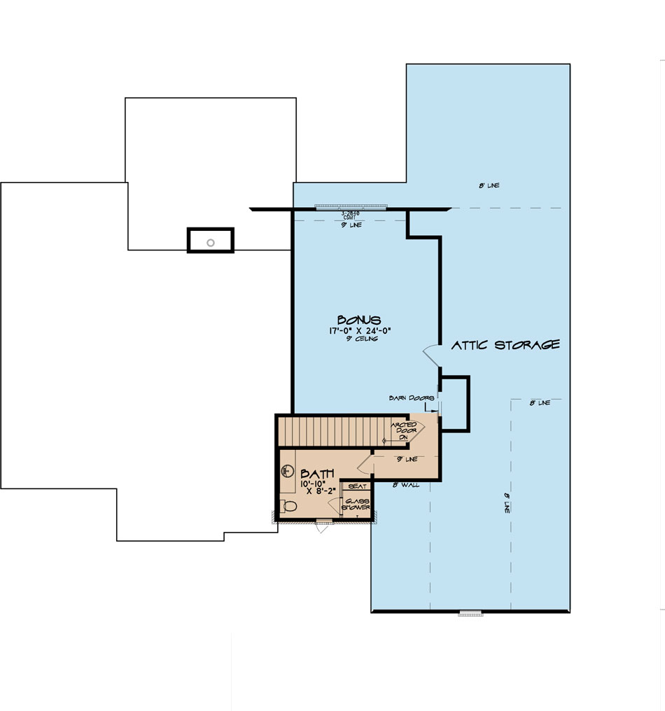 House Plan SMN 1026 Upper Floor/Bonus Room