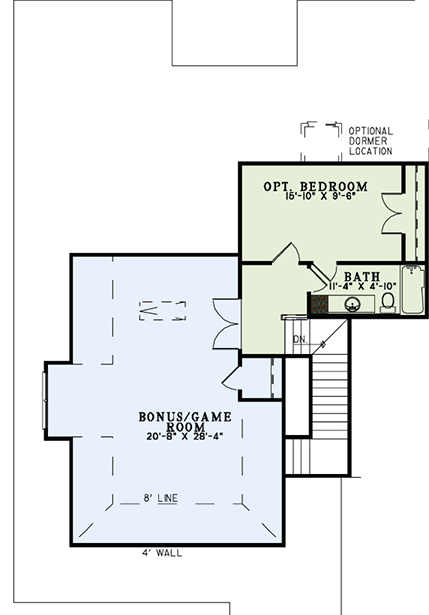 House Plan NDG 1368 Upper Floor/Bonus Room
