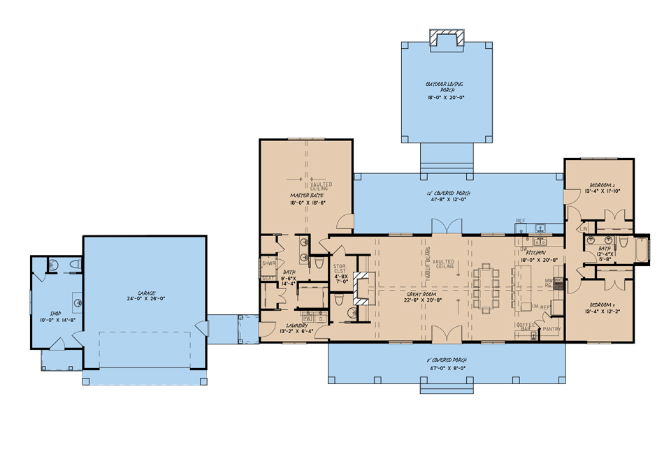 Nelson Design Group House Plan 5151 Bryson Ridge Rustic House Plan